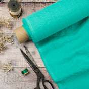 Washed Pure Aqua Linen Fabric 205 g/m²