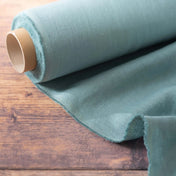 Washed Pure Dusty Turquoise Linen Fabric 205 g/m²