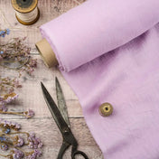 Washed Pure Light Lilac Linen Fabric 205 g/m²