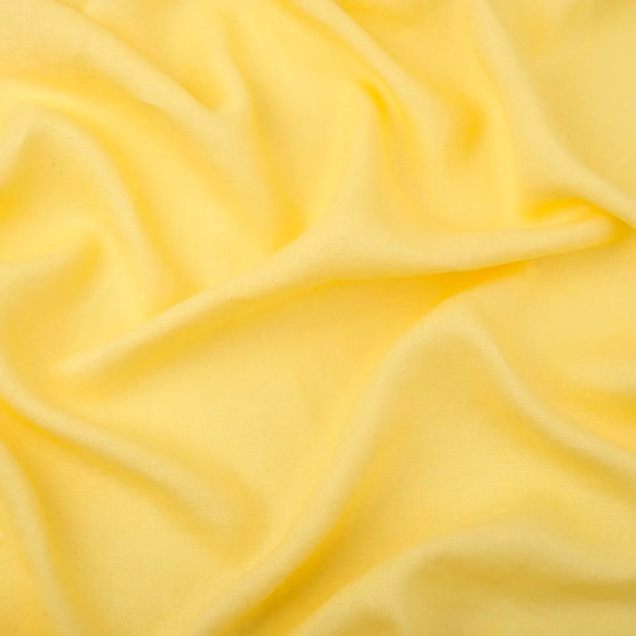 Washed Pure Pale Yellow Linen Fabric 205 g/m²