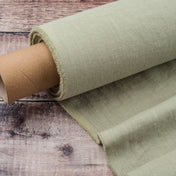Washed Pure Light Sage Green Linen Fabric 205 g/m²