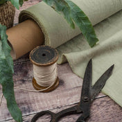 Washed Pure Light Sage Green Linen Fabric 205 g/m²