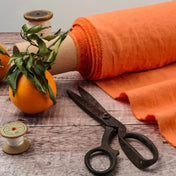Washed Pure Tangerine Linen Fabric 205 g/m²