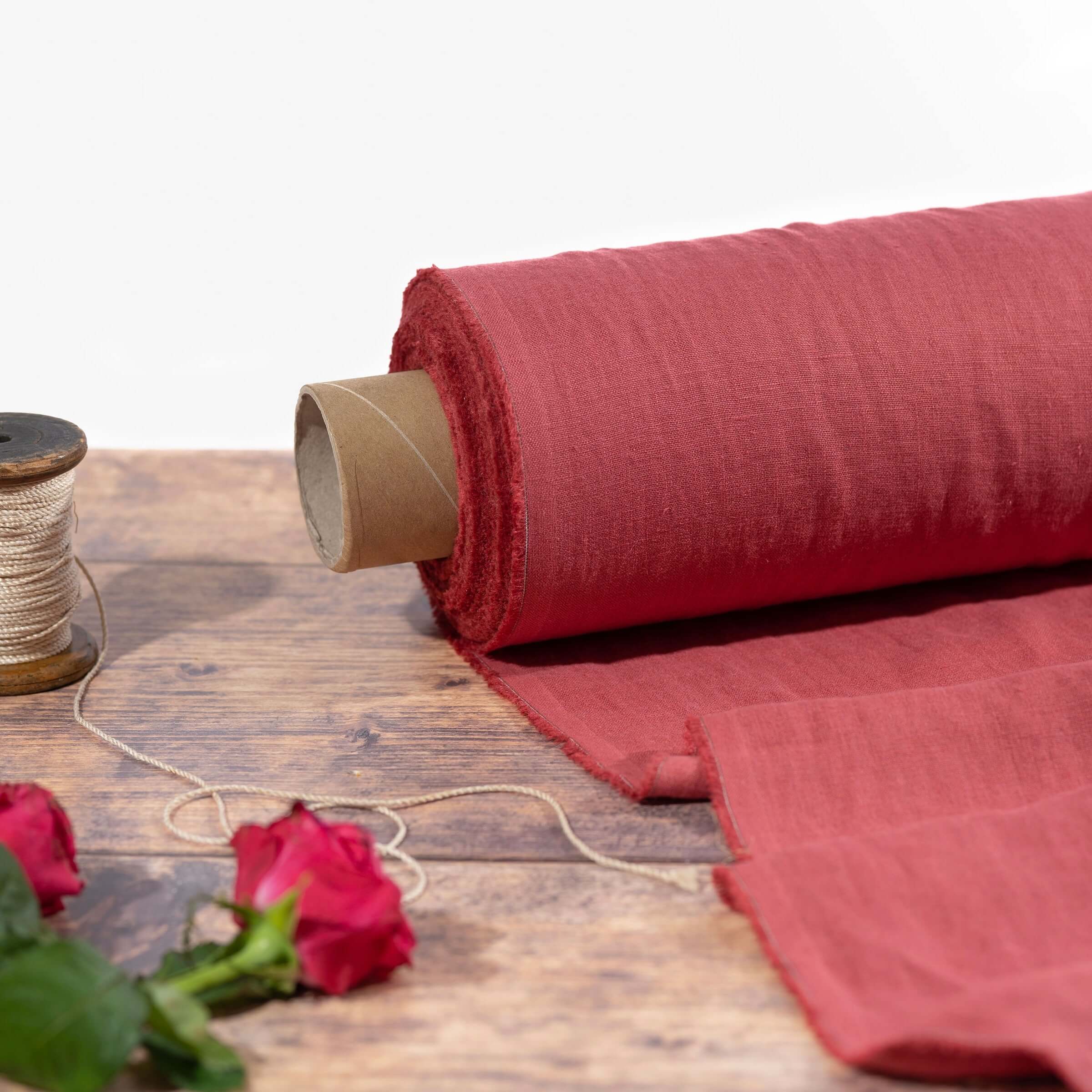 Washed Pure Raspberry Linen Fabric 205 g/m²