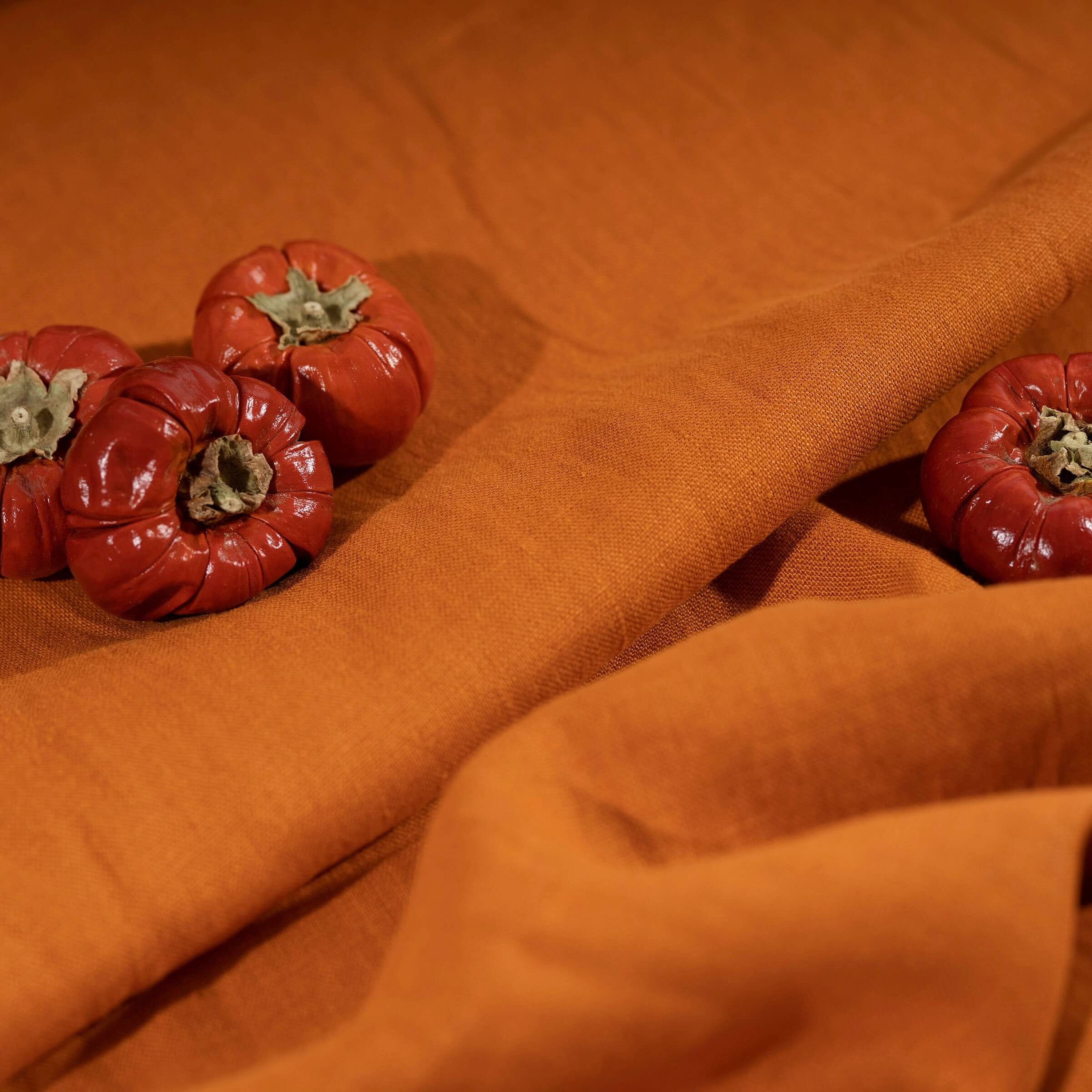 Washed Pure Pumpkin Orange Linen Fabric 205 g/m²