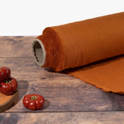 Washed Pure Pumpkin Orange Linen Fabric 205 g/m²
