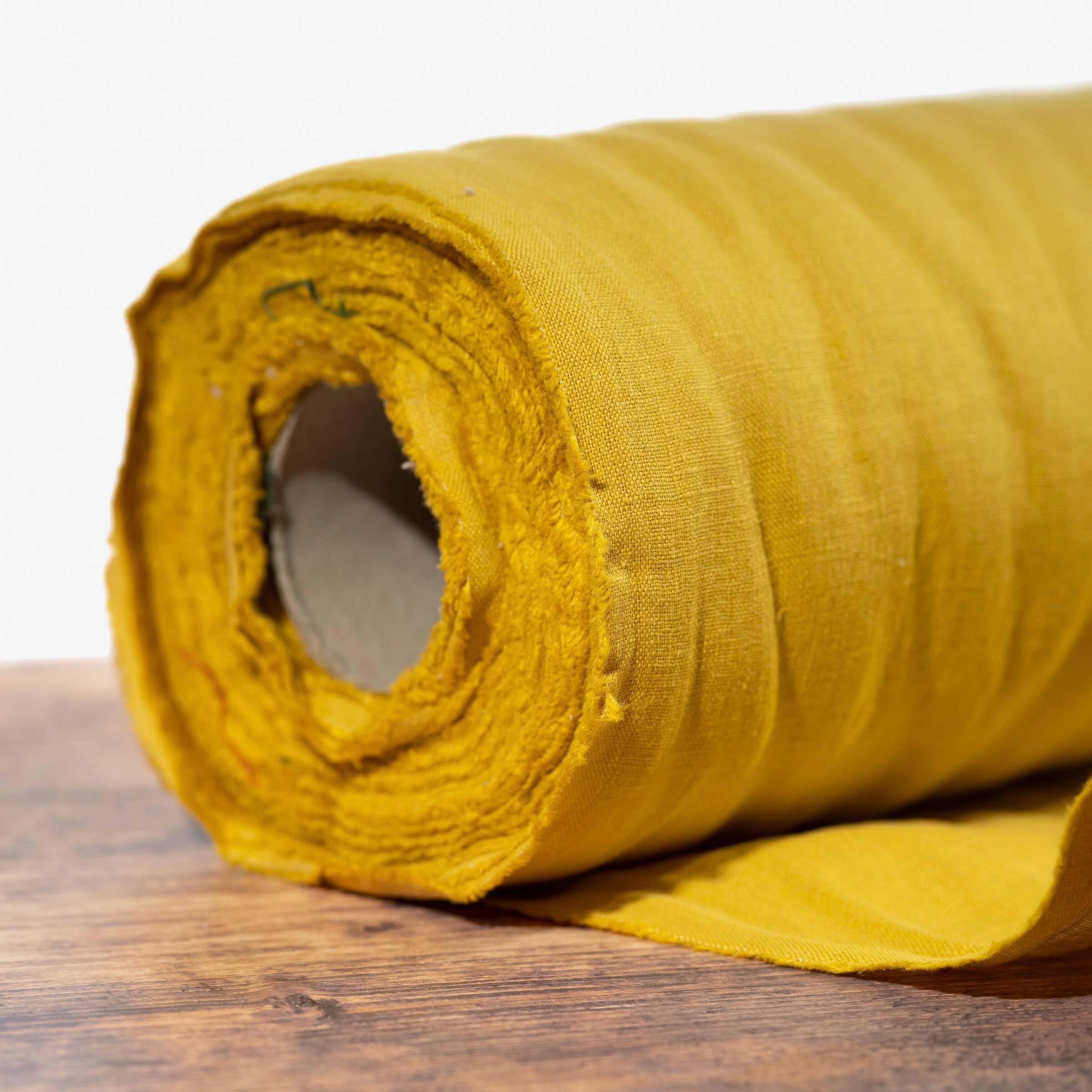 Washed Pure Honey Yellow Linen Fabric 205 g/m²