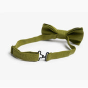 Moss Green Linen Bow Tie