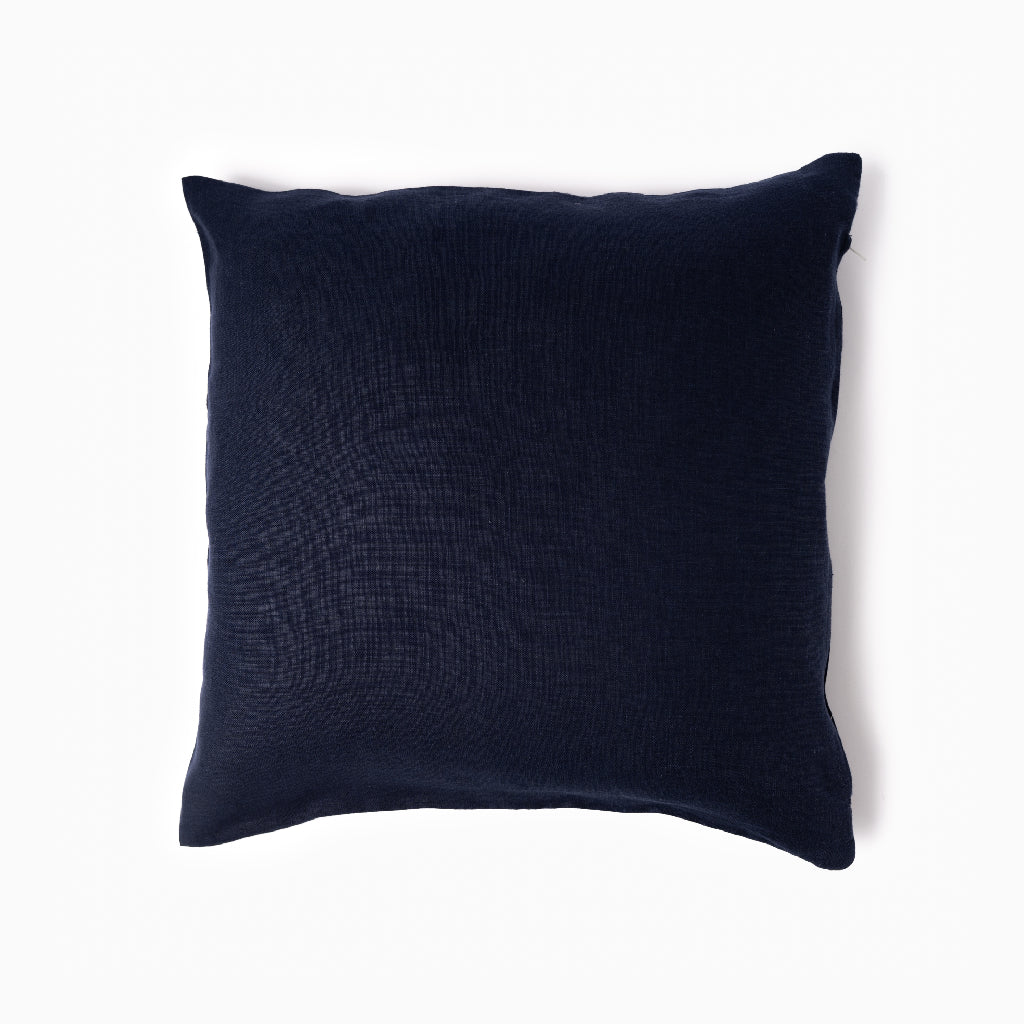 Washed Linen Navy Blue Cushion Cover | Wild Linens