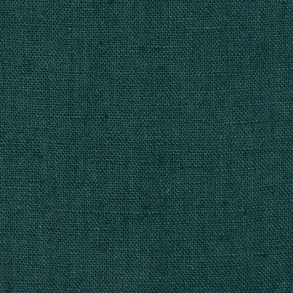 Washed Pure Dark Forest Green Linen Fabric 205 g/m²