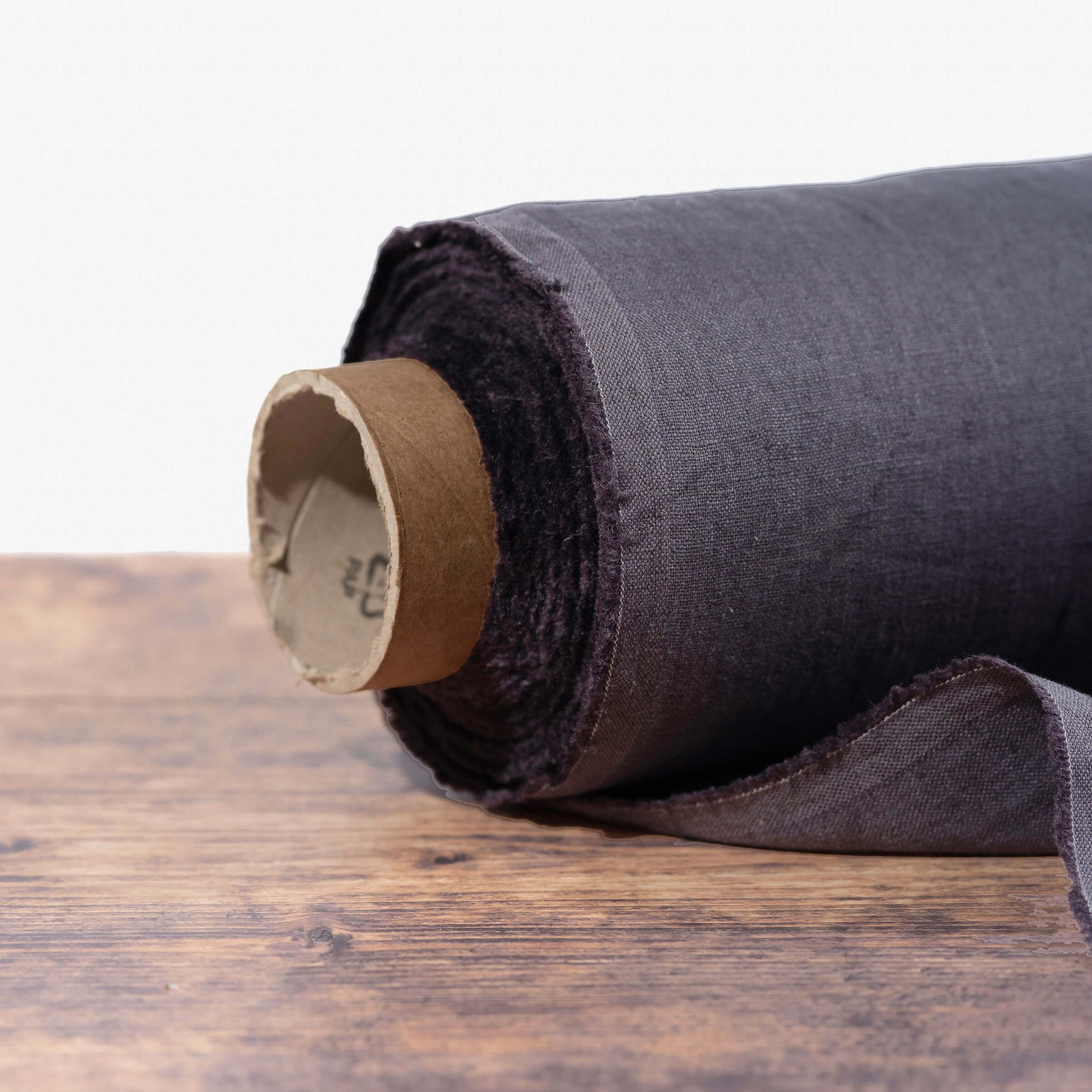 Washed Pure Charcoal Dark Grey Linen Fabric 205 g/m²