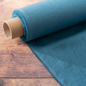 Washed Pure Turquoise Blue Linen Fabric 205 g/m²