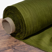 Washed Pure Moss Green Linen Fabric 205 g/m²