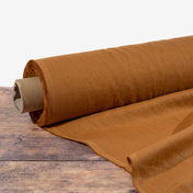 Washed Pure Rust Brown Linen Fabric 205 g/m²