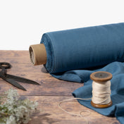 Washed Pure Dusty Blue Linen Fabric 205 g/m²