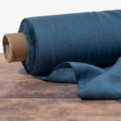 Washed Pure Dusty Blue Linen Fabric 205 g/m²