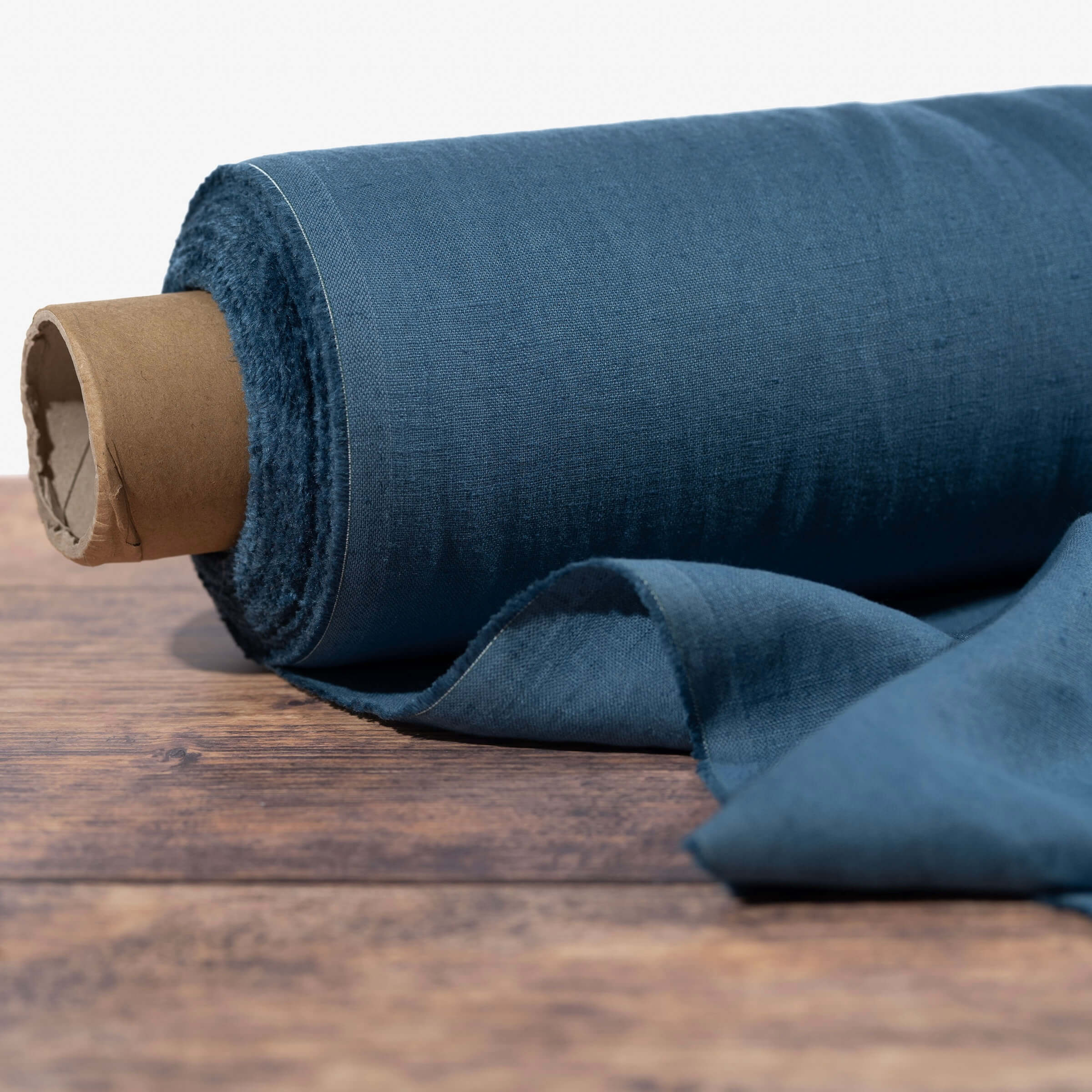 Washed Pure Dusty Blue Linen Fabric 205 g/m²