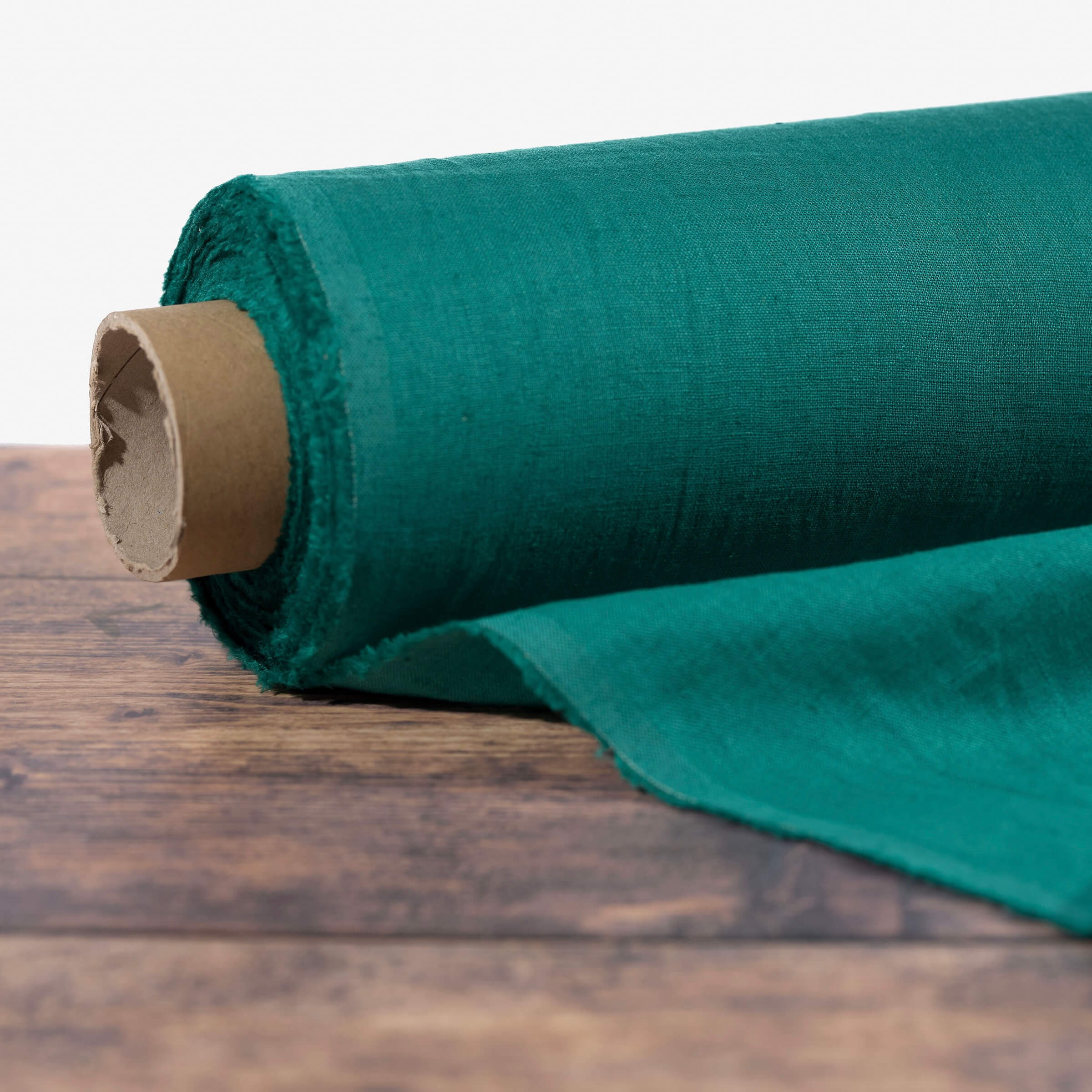 Washed Pure Emerald Green Linen Fabric 205 g/m²