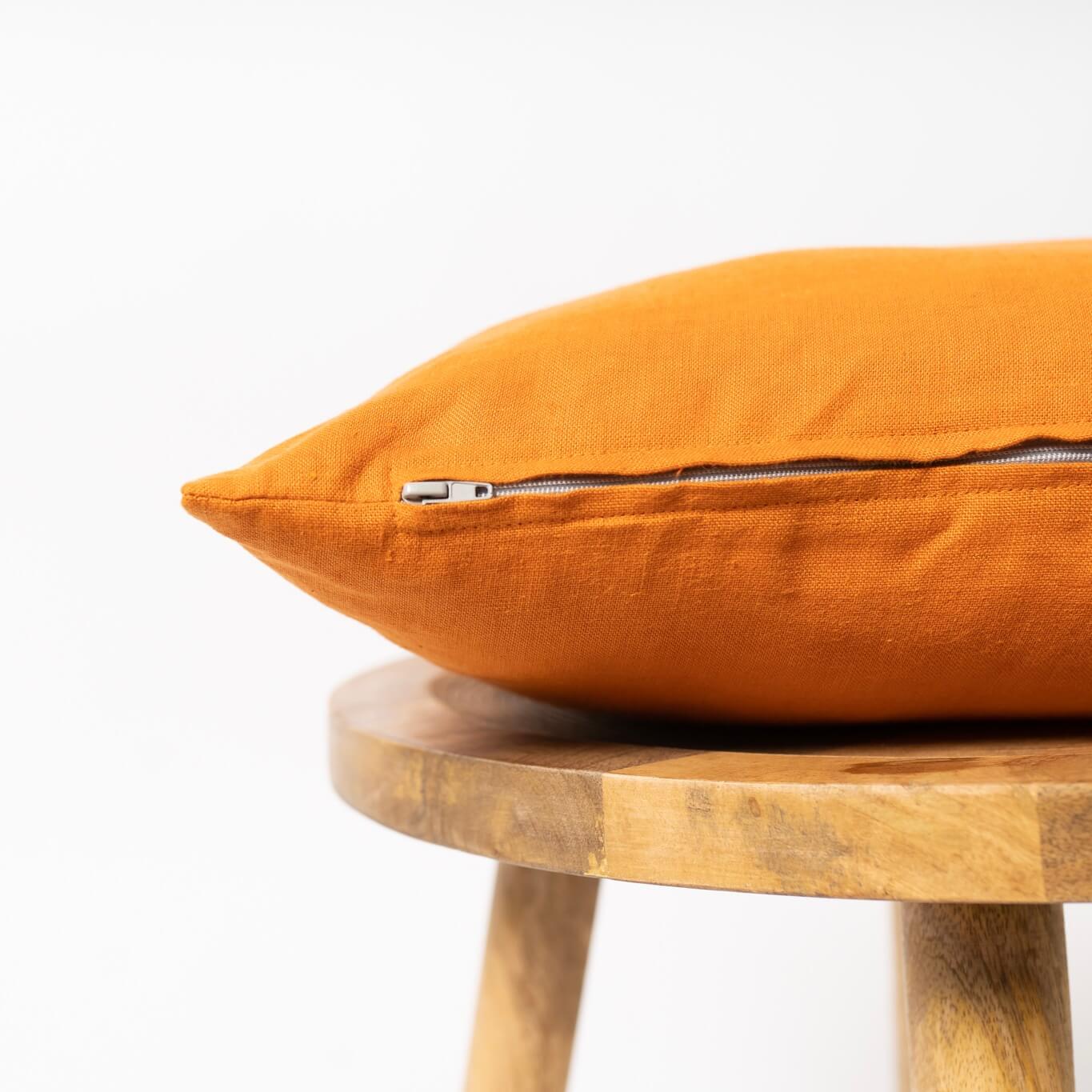 Pumpkin Orange Linen Cushion Cover