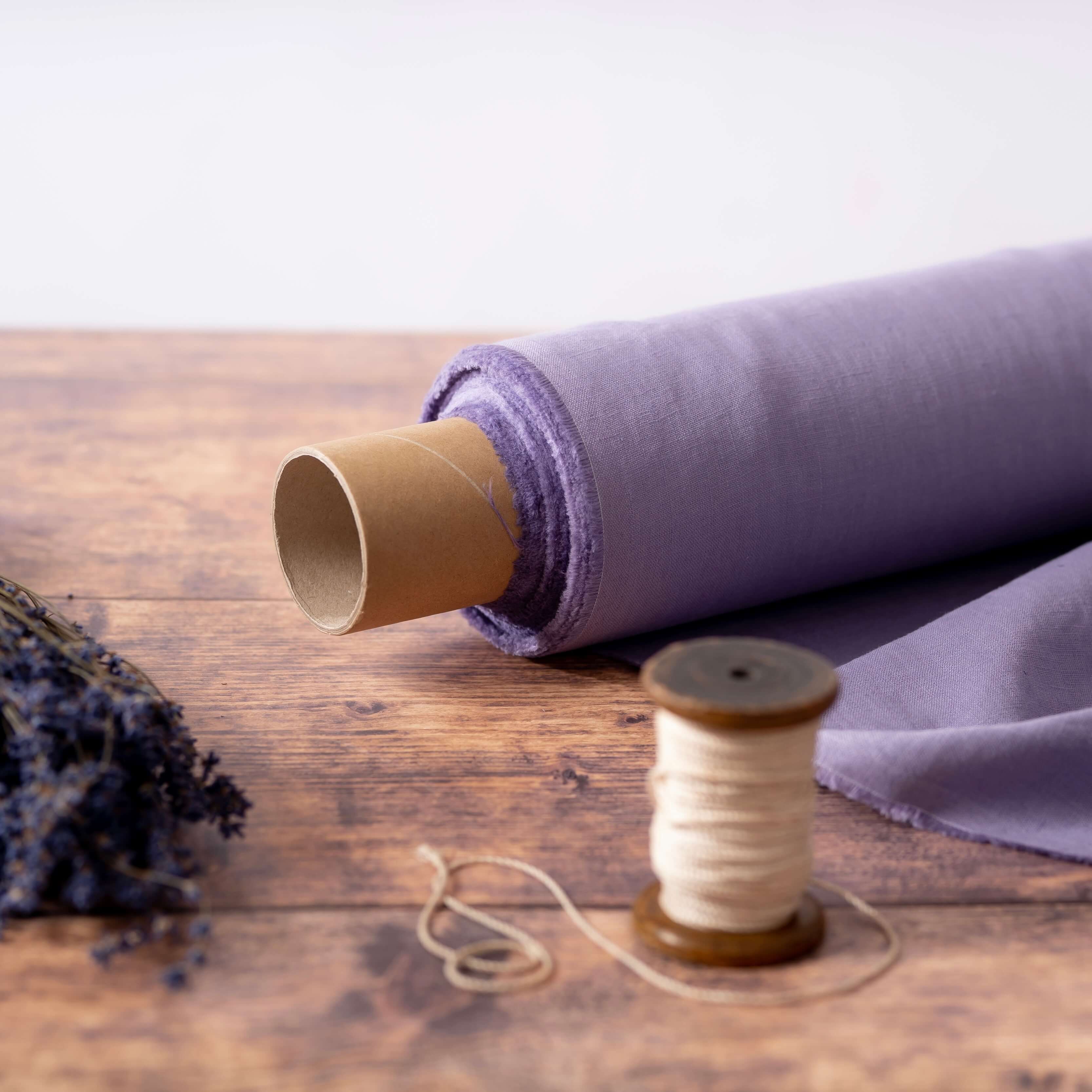 Washed Pure Lavender Linen Fabric 205 g/m²