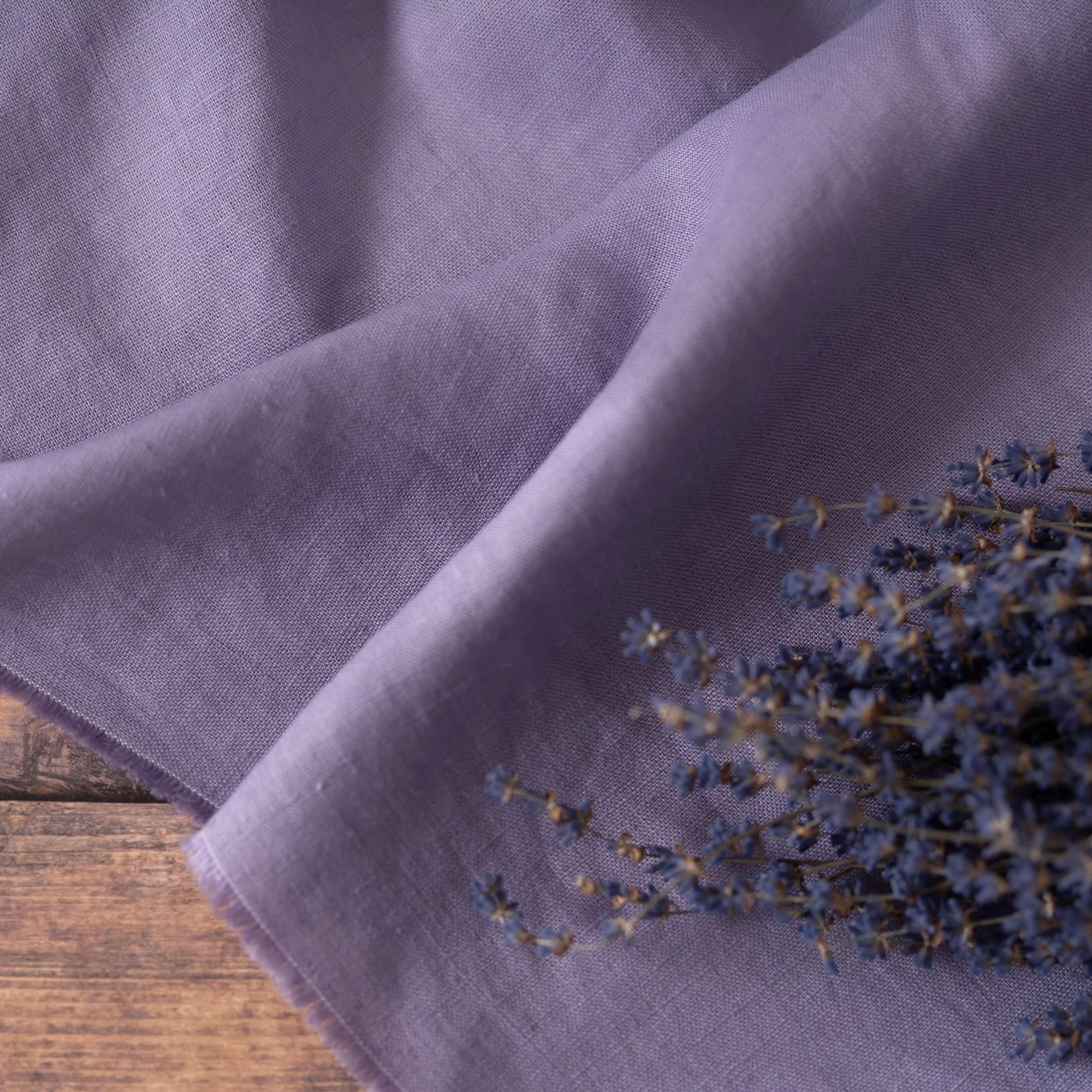 Washed Pure Lavender Linen Fabric 205 g/m²