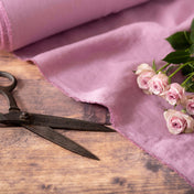 Washed Pure Pink Lilac Linen Fabric 205 g/m²