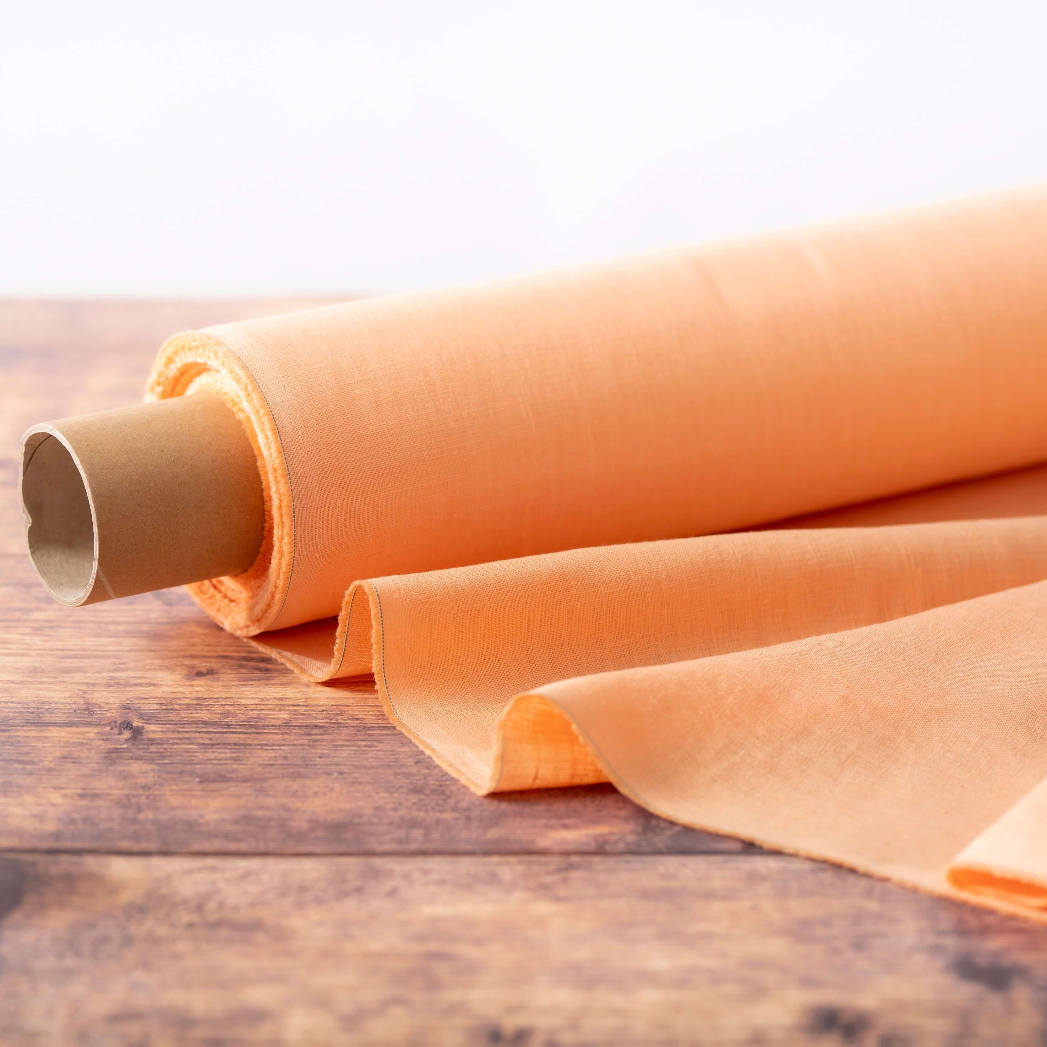 Washed Pure Peach Linen Fabric 205 g/m²