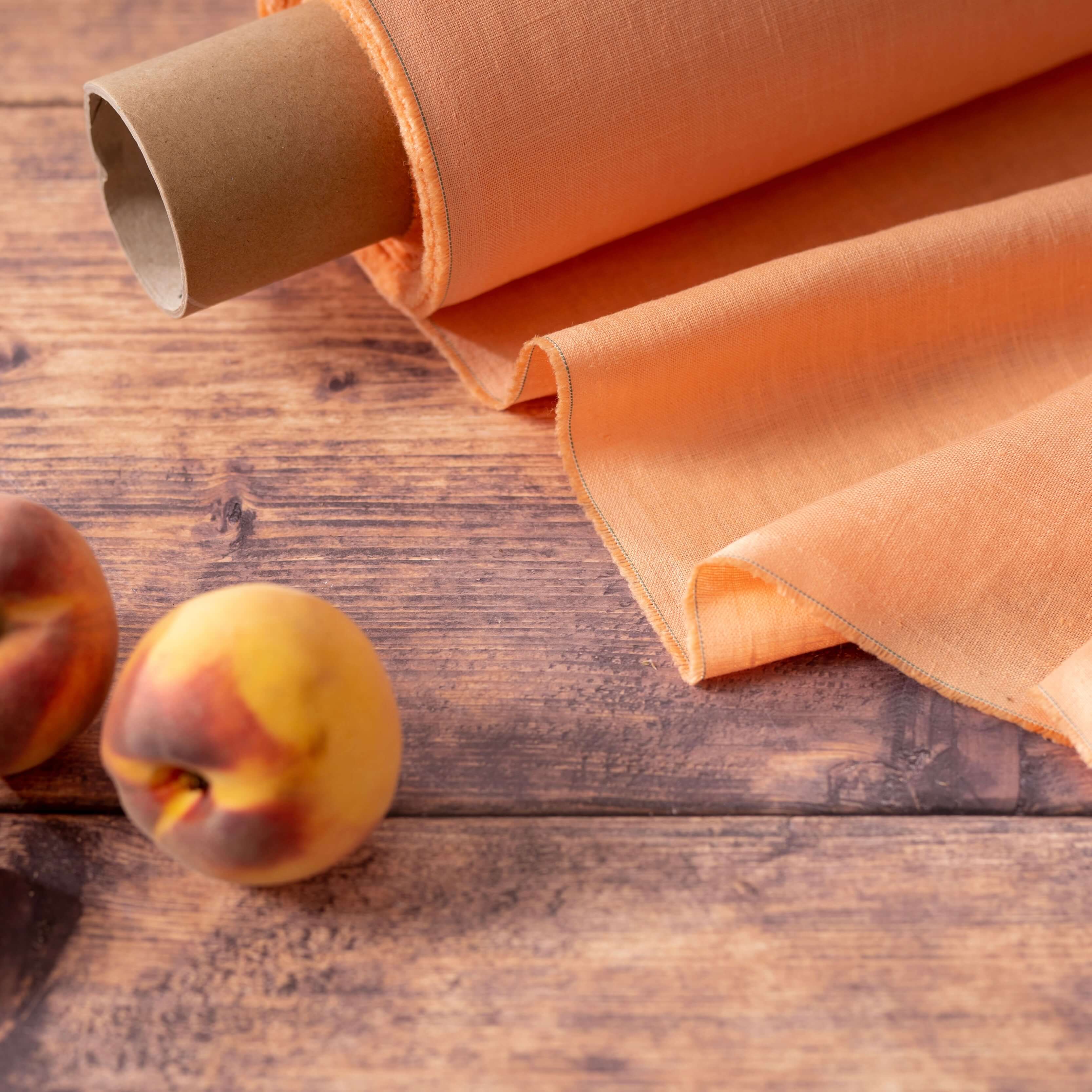 Washed Pure Peach Linen Fabric 205 g/m²