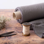 Washed Pure Graphite Grey Linen Fabric 205 g/m²