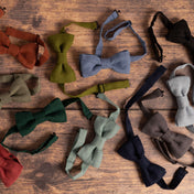 Moss Green Linen Bow Tie
