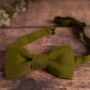 Moss Green Linen Bow Tie