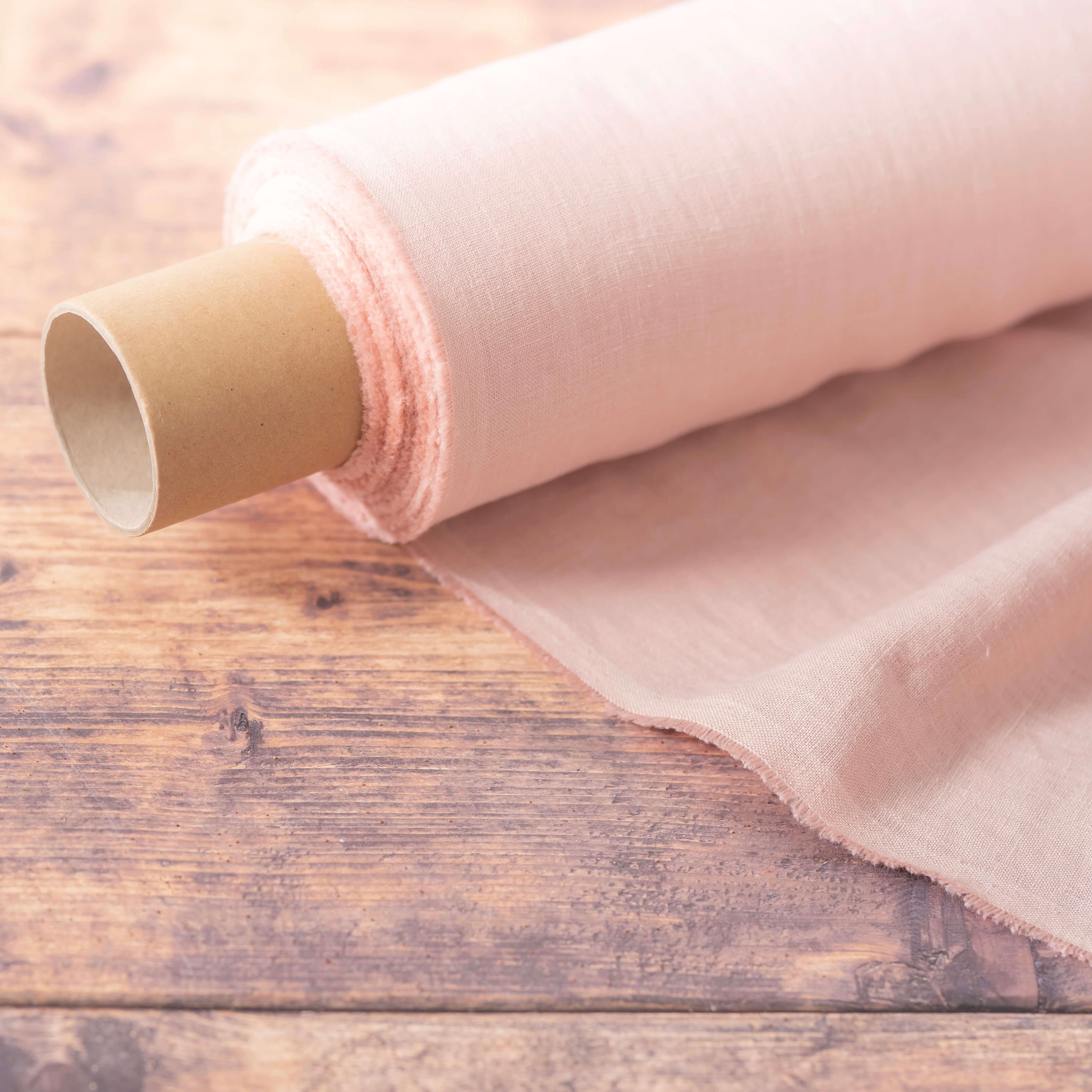 Washed Pure Blush Pink Linen Fabric 205 g/m²