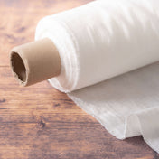 Washed Pure Off White Linen Fabric 205 g/m²