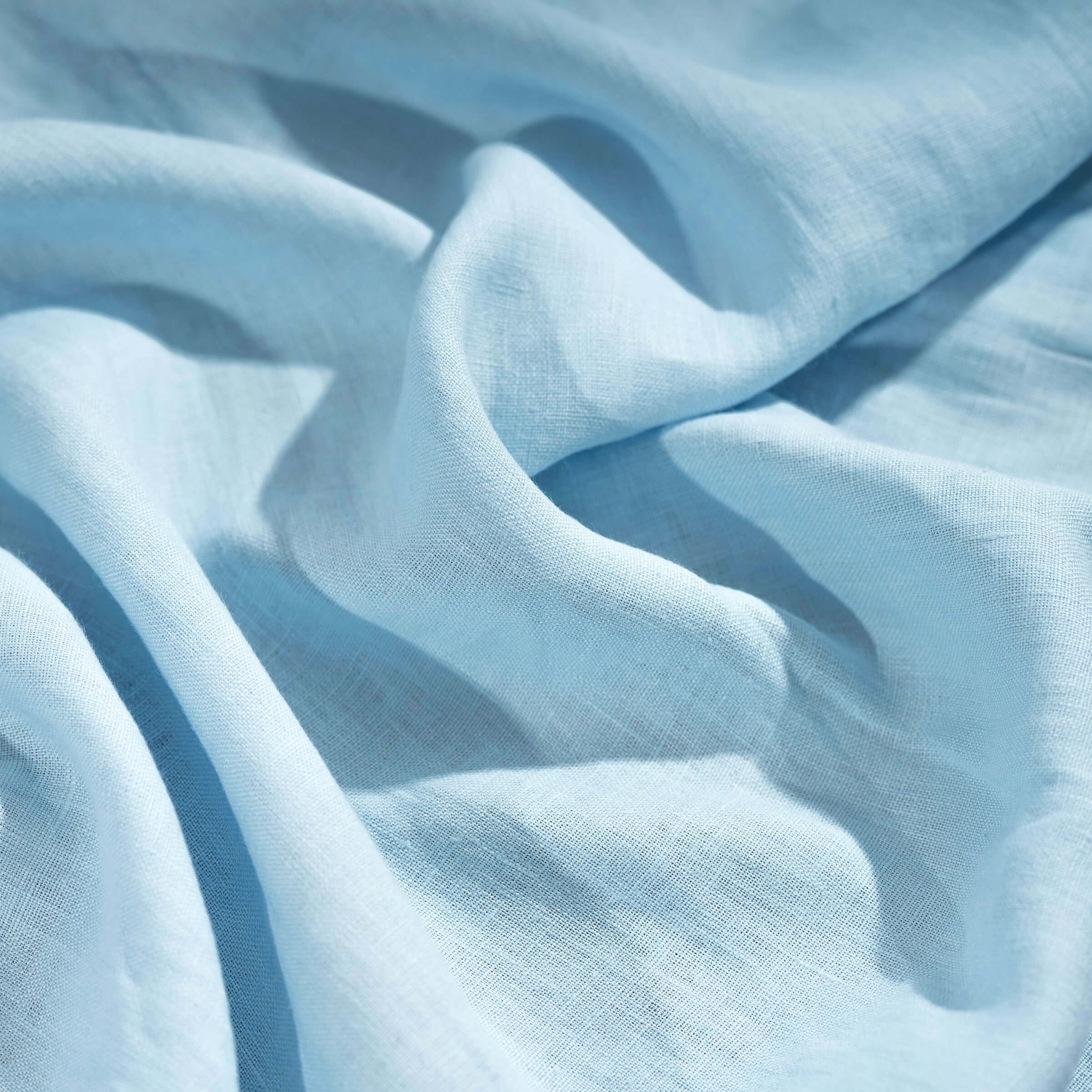 Washed Pure Light Sky Blue Linen Fabric 205 g/m²