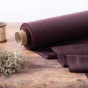 Washed Pure Dark Plum Purple Linen Fabric 205 g/m²