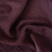 Washed Pure Dark Plum Purple Linen Fabric 205 g/m²