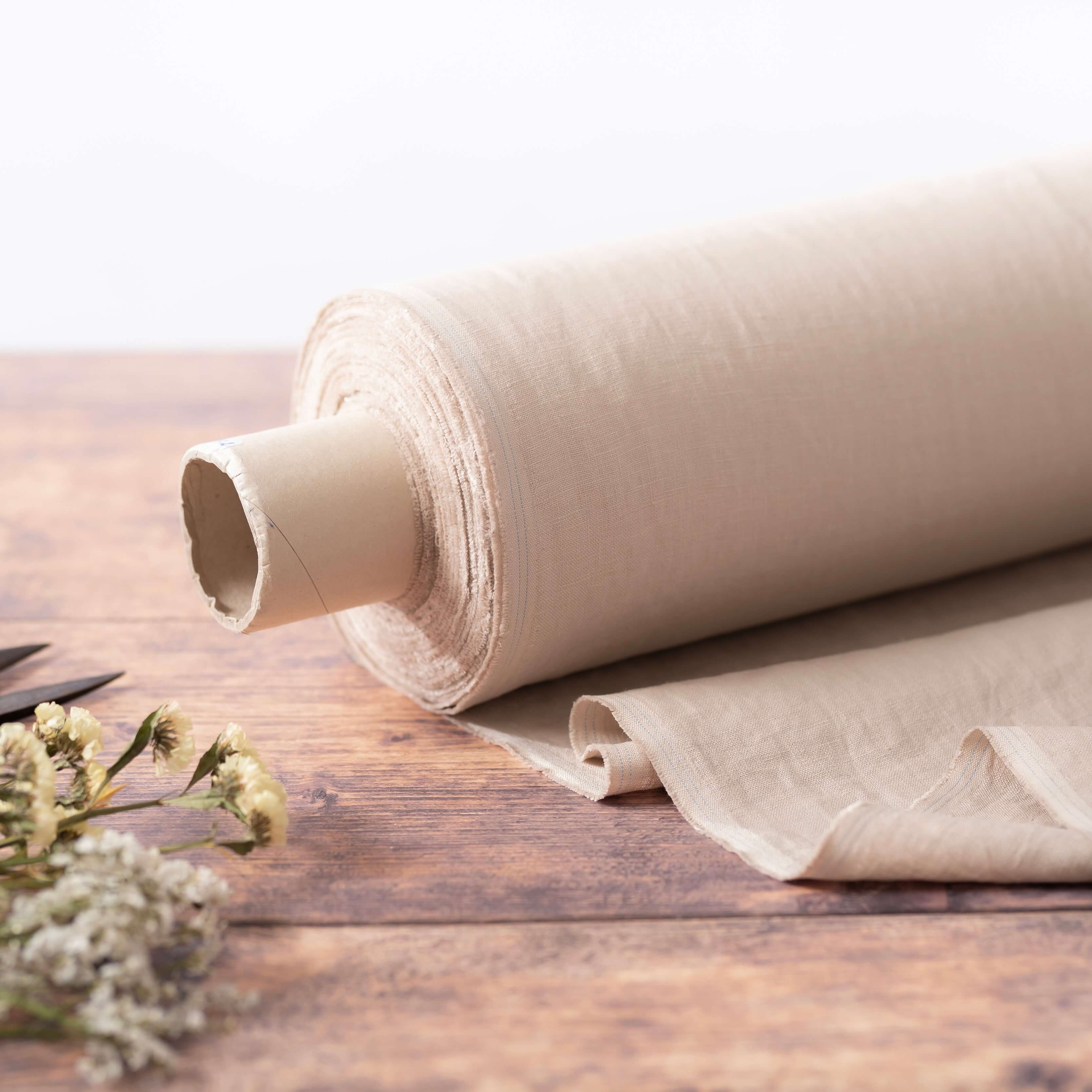 Washed Pure Oatmeal Linen Fabric 205 g/m²