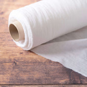 Washed Pure Bright White Linen Fabric 205 g/m²