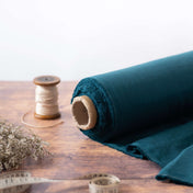 Washed Pure Deep Teal Linen Fabric 205 g/m²