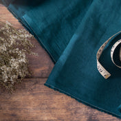 Washed Pure Deep Teal Linen Fabric 205 g/m²