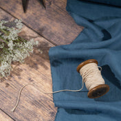 Washed Pure Dusty Blue Linen Fabric 205 g/m²