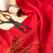 Washed Pure Bright Red Linen Fabric 205 g/m²