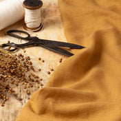 Washed Pure Caramel Linen Fabric 205 g/m²