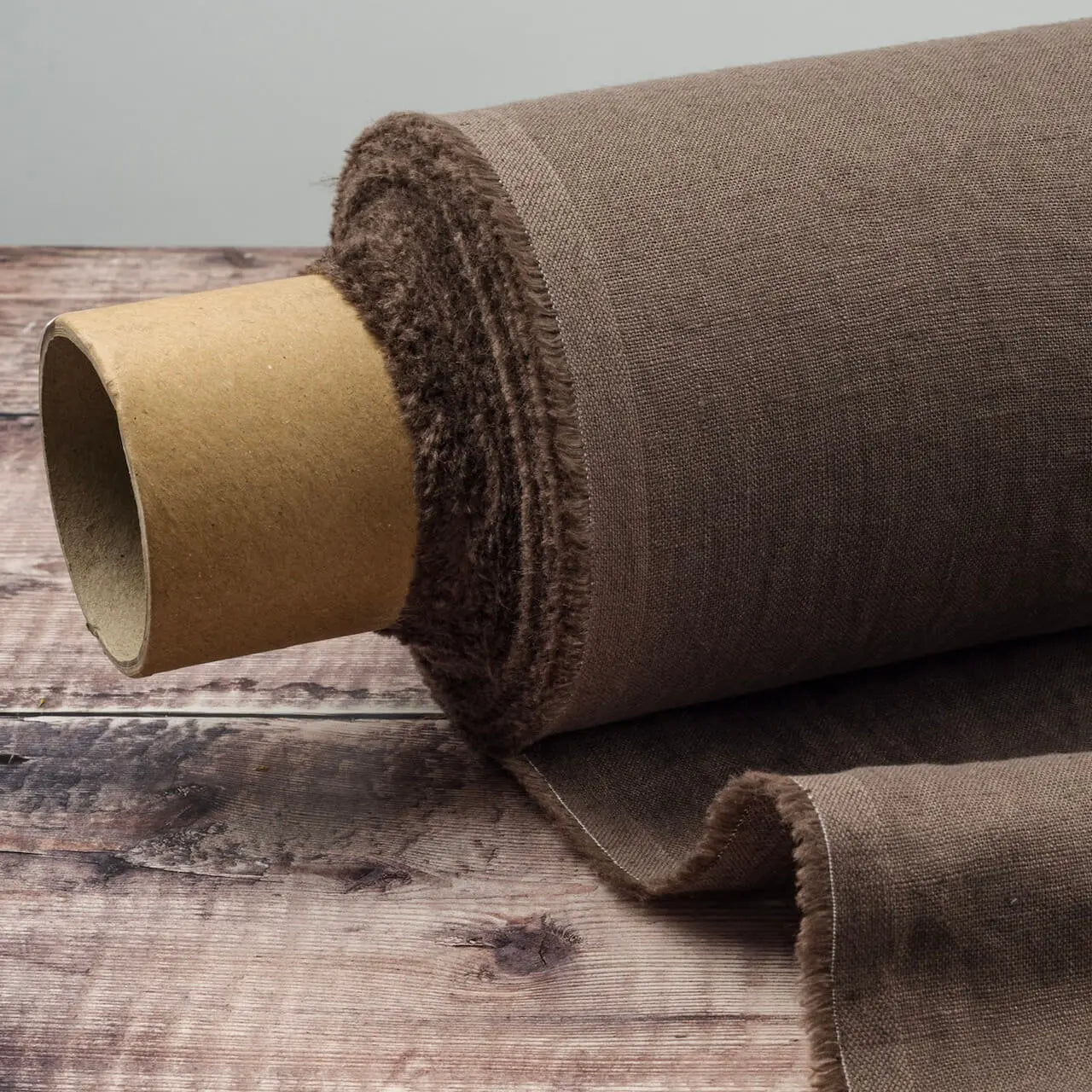 Washed Pure Cocoa Brown Linen Fabric 205 g/m²