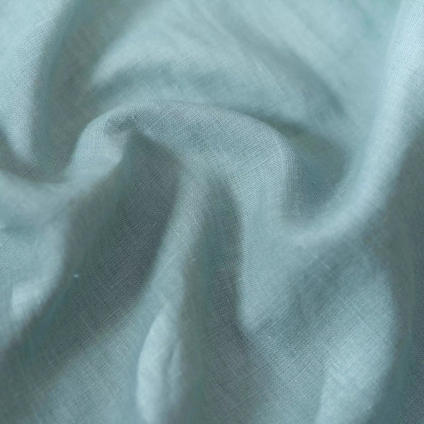 Washed Pure Dusty Turquoise Linen Fabric 205 g/m²