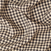 Washed Pure Fine Black & Natural Gingham Linen Fabric 195 g/m²