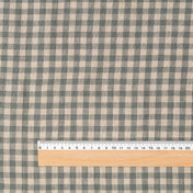 Washed Pure Fine Green & Natural Gingham Linen Fabric 195 g/m²