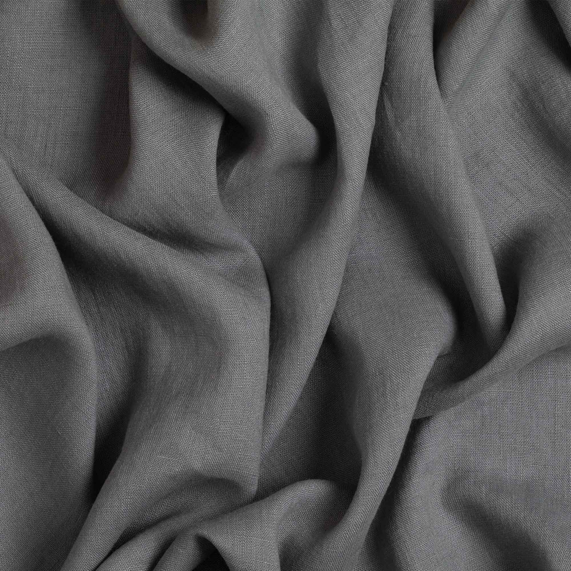 Washed Pure Grey Linen Fabric 205 g/m²