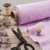 Washed Pure Light Lilac Linen Fabric 205 g/m²