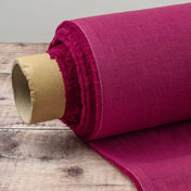 Washed Pure Magenta Linen Fabric 205 g/m²